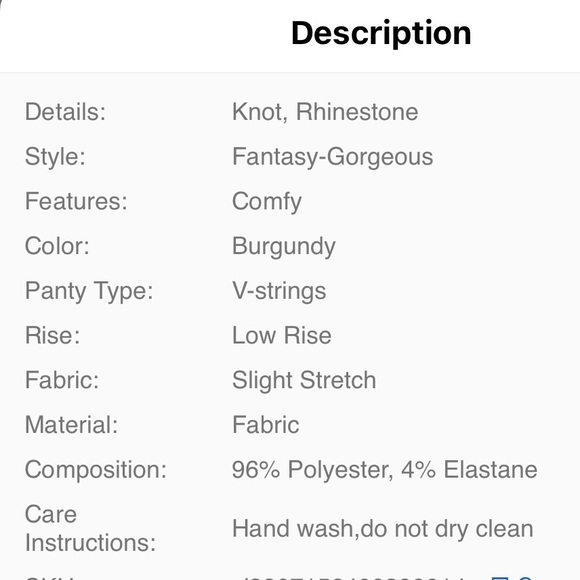 Bow Decor Letter Rhinestone Sexy Thong color Burgundy 6 MEDIUM - Picture 5 of 5